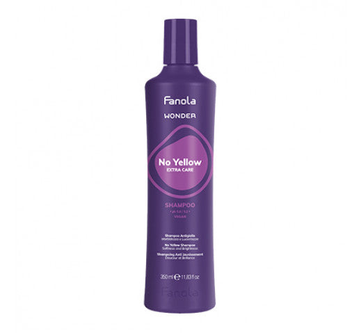 Purple shampoo bottle with Fanola branding on a white background