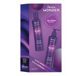 Fanola Wonder hair care product packaging with two bottles on a purple background