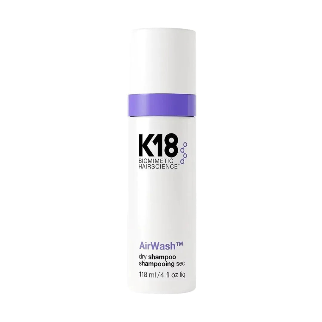 K18 AirWash dry shampoo bottle on a white background