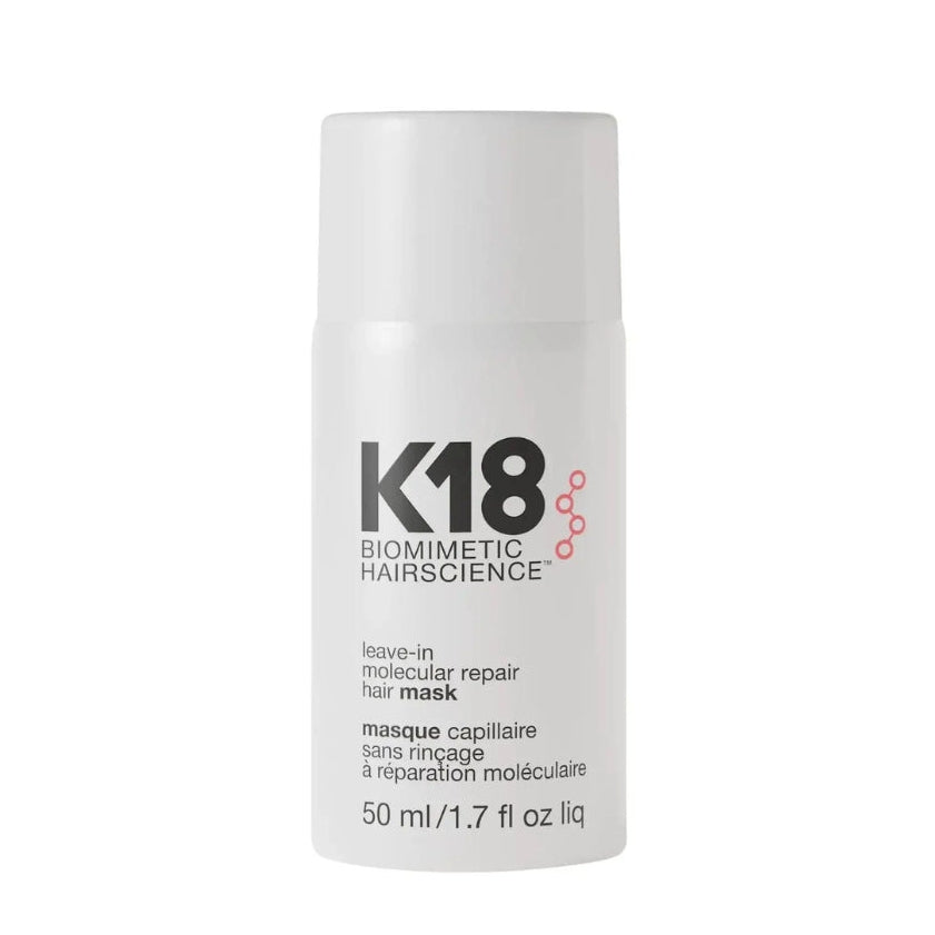 K18 hair mask bottle on a white background