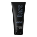 Black tube of 'lust' ice blonde hair mask on a white background