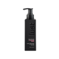 Black bottle of 'lust' hydrating mask on a white background