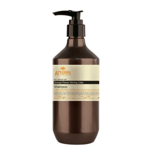 Brown shampoo bottle with pump on a white background