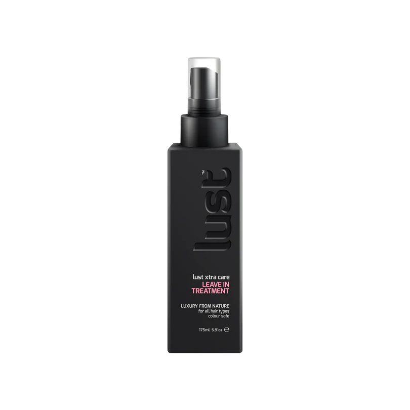 Black hair treatment bottle with 'lusi' branding on a white background