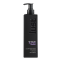 Black shampoo bottle with pump labeled 'lust' on a white background
