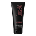 Black tube of 'lust' rose gold color mask on a white background